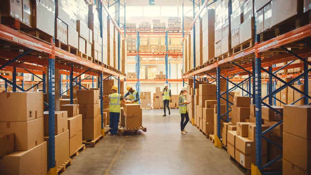 Industrial shelving in warehouses